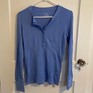 Aerie Heart-Eyes Waffle Henley Long Sleeve T-Shirt Size M